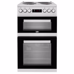 Beko KDV555AS 50cm Double Oven Electric Cooker, Freestanding cooker, Silver, Rotary, Silver, Front, Metal