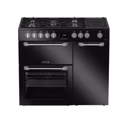 Leisure PR100F530K 100cm Dual Fuel Range Cooker with Three Ovens, Freestanding cooker, Black, Rotary, Metal, Front, Metal