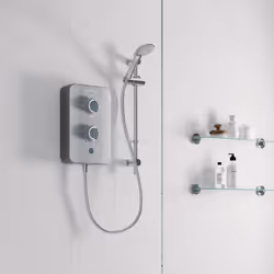 Gainsborough Slim Duo 9.5kW Electric Shower Grey 3 Spray Head Handset Bathroom