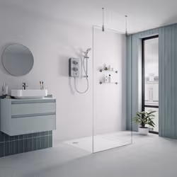 Gainsborough Slim Duo 9.5kW Electric Shower Grey 3 Spray Head Handset Bathroom