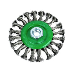 Faithfull Flat Twist Knot Wire Brush 115 x 12mm M14 Bore 2 0.35mm Stainless Steel Wire