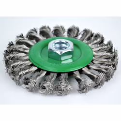 Faithfull Flat Twist Knot Wire Brush 115 x 12mm M14 Bore 2 0.35mm Stainless Steel Wire