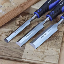 Faithfull FAIWCSGS6WB Soft-Grip Bevel Edge Chisel Set of 6 in Wooden Case