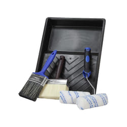 Faithfull FAIRKITWOOD Woodcare Brush and Roller Kit Fence Painting, Blue/Black