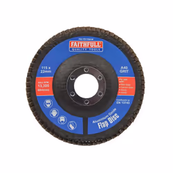 Faithfull FAIFD115A40 Aluminium Oxide Flap Disc 115 x 22mm 40 Grit |
