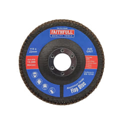 Faithfull FAIFD115A40 Aluminium Oxide Flap Disc 115 x 22mm 40 Grit |