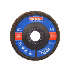 Faithfull FAIFD115A120 Aluminium Oxide Flap Disc 115 x 22mm 120 Grit |
