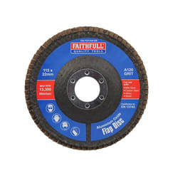 Faithfull FAIFD115A120 Aluminium Oxide Flap Disc 115 x 22mm 120 Grit |