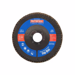 Faithfull FAIFD125A40 Aluminium Oxide Flap Disc 125 x 22mm 40 Grit |