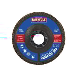 Faithfull FAIFD11540Z Zirconia Abrasive Jumbo Flap Disc A40 115mm |