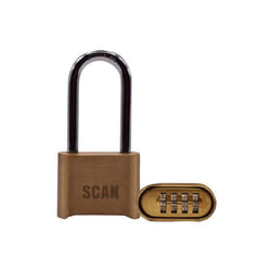 Scan SCAPLBCOMLS Brass Combination Padlock 50 Long Shackle SCAPLBCOMLS |