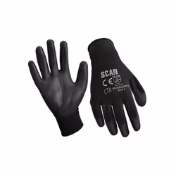 Scan - Black PU Coated Gloves - XL (Size 10) (12 Pairs)
