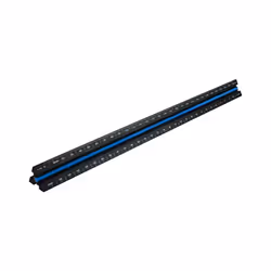 Faithfull Prestige Tri-Scale Engineer Rule Black Aluminium 300mm