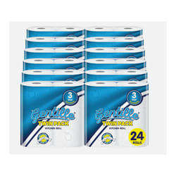 Gentille Kitchen Roll 2PK 3PLY Strong Absorbent Durable White - 24 Rolls