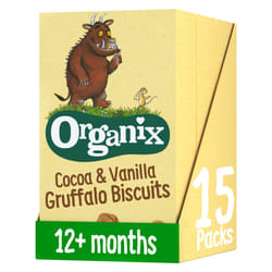 Cocoa & Vanilla Gruffalo Biscuits, Organic Toddler Snacks, 12+ Months, Multipack (5 x 20 g) (Pack of 3), Total 15 Packs
