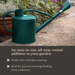 Kent & Stowe 2L Long Reach Watering Can in Forest Green, Rust-Resistant Galvanised Watering Can with Swivel Rose Head, Classic All Year Round Garden