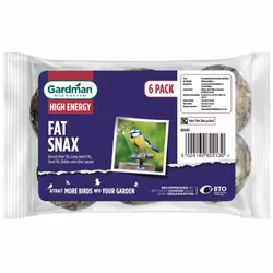 Gardman Fat Snax For Wild Birds, High Energy Suet, Feeding, No Nets - Pack Of 6