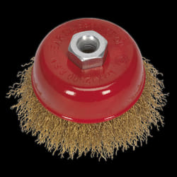 Brassed Steel Crimped Wire Cup Brush &#216;75mm M10 x 1.5mm
