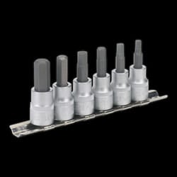 Hex Key Socket Bit Set 6pc 3/8&quot;Sq Drive Metric