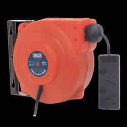Cable Reel System Retractable 10m 2 x 230V Socket