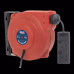 Cable Reel System Retractable 15m 2 x 230V Socket