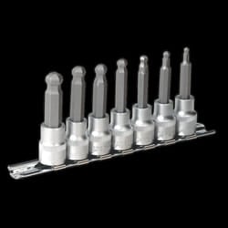 Ball-End Hex Socket Bit Set 7pc Metric 3/8&quot;Sq Drive 62mm