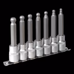 Ball-End Hex Socket Bit Set 7pc 100mm 1/2&quot;Sq Drive Metric