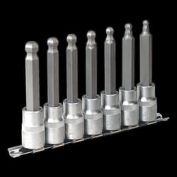 Ball-End Hex Socket Bit Set 7pc 100mm 1/2&quot;Sq Drive Metric