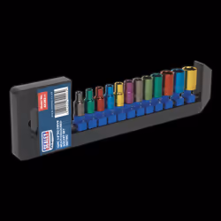 Multi-Coloured Socket Set 12pc 1/4"Sq Drive 6pt WallDrive® Metric