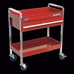 Trolley 2-Level Heavy-Duty with Lockable Drawer