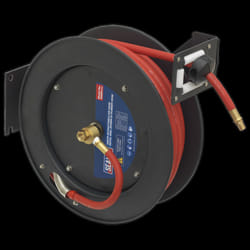 Retractable Air Hose Metal Reel 15m &#216;10mm ID Rubber Hose