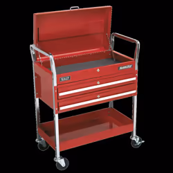 Trolley 2-Level Heavy-Duty with Lockable Top & 2 Drawers