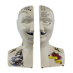 Ornamental Ceramic Phrenology Bookends