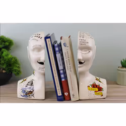 Ornamental Ceramic Phrenology Bookends
