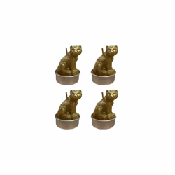 Set of 4 Golden Tiger Tealights Unscented Tea Light Set Novelty Gold Home Décor