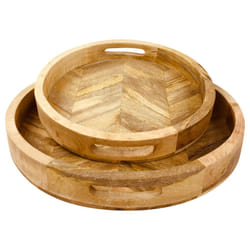 Herringbone Wood Trays Set of 2