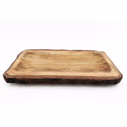 Large Wooden Platter Tray With Bark Edging