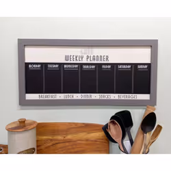 Bistro Cafe Wooden Grey Chalkboard Week Planner 67cm