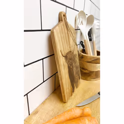 Highland Cow Engraved Wooden Cheese Board