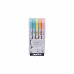 Zebra Mildliner Twin Tip Highlighter Marker Assorted Pastel (Pack 5) -