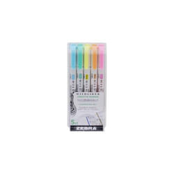 Zebra Mildliner Twin Tip Highlighter Marker Assorted Pastel (Pack 5) -