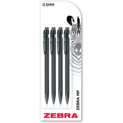 Zebra Pen MP Mechanical Pencil, 0.5mm, Black Barrel, Standard HB Lead, Built-in Eraser, 4-Pack