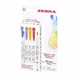 Zebra Mildliner Double Ended Brush Pen Assorted Deep and Warm (Pack 5)