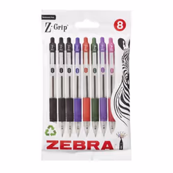 Zebra Z-Grip Retractable Ballpoint Pen 1mm Tip Assorted Ink (Pack 8) -
