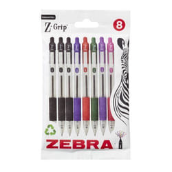 Zebra Z-Grip Retractable Ballpoint Pen 1mm Tip Assorted Ink (Pack 8) -