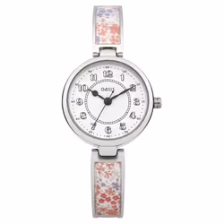 Oasis Women's Quartz Watch White Dial Analogue Display and Multicolour Bangle