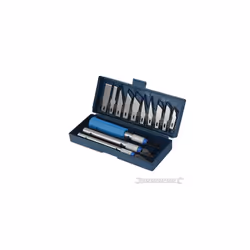 Silverline Hobby Knife Set - Includes 3 Handles 11 Assorted Scalpels & 2 Chisel Tips
