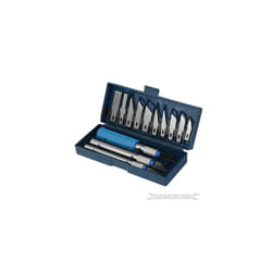 Silverline Hobby Knife Set - Includes 3 Handles 11 Assorted Scalpels & 2 Chisel Tips