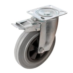 Fixman Heavy Duty Braked Rubber Castor 200mm 200kg -  fixman castor rubber 200kg braked 200mm heavy duty 921139 swivel