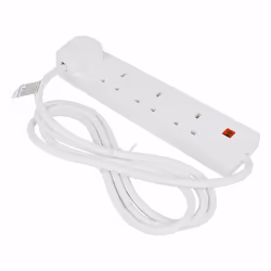 Pifco 4 Way Gang Power Mains Extension Lead Cable 1M Metre British Approved 13A Amps